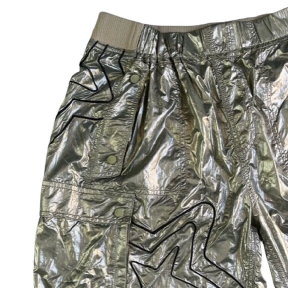 Free People Women's Color Burst Shine Hike Green Metallic Balloon Leg Pants Med - Picture 8 of 16